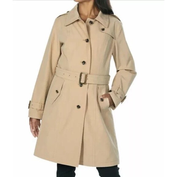 Pendleton Trench Coat Womens XXL Classic Tan Beige Plaid Lining Belted Buttons - Picture 1 of 16